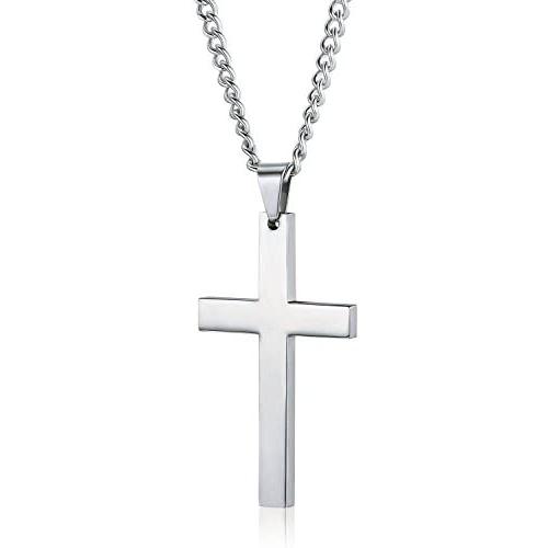 FIVE CENTS Christian Cross Pendant Necklace for Men Women Stainless Steel Jewelry Jeasus Cross Necklace