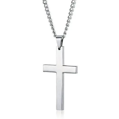 FIVE CENTS Christian Cross Pendant Necklace for Men Women Stainless Steel Jewelry Jeasus Cross Necklace
