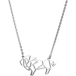 La Menagerie Lion Silver Origami Jewelry & Silver Geometric Necklace – 925 Sterling Plated Silver Necklace & Lion Necklaces for Women – Lion Necklace for Girls & Origami Necklace