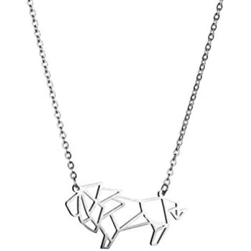La Menagerie Lion Silver Origami Jewelry & Silver Geometric Necklace – 925 Sterling Plated Silver Necklace & Lion Necklaces for Women – Lion Necklace for Girls & Origami Necklace