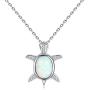 VIKI LYNN Baby Sea Turtle Necklace Sterling Silver Created Opal Jewelry for Women