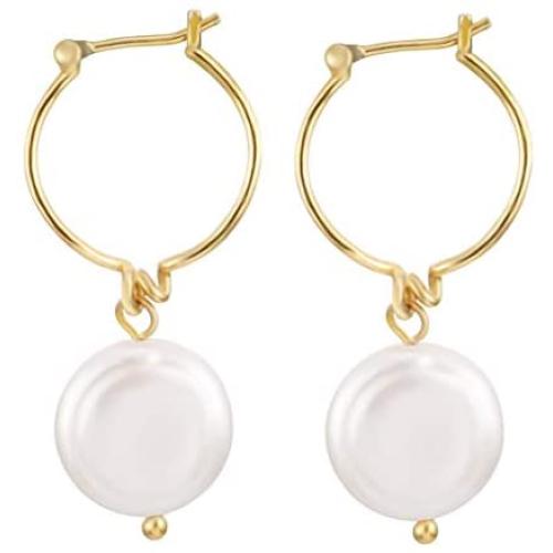 PengJin Womens pearl drop earrings, hypoallergenic copper, nature fashionable and elegant jewelry, suitable for girls birthday wedding