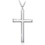Mens S925 Sterling Silver Cross Pendant Necklace 24 Inches Silver Chain