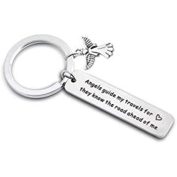 AKTAP New Driver Gift Sweet 16 Key Chain Angels Guide My Travels for They Know The Road Ahead of Me Christian Keychain Graduation Gift for Travelers