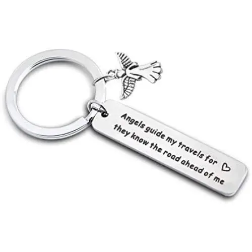 AKTAP New Driver Gift Sweet 16 Key Chain Angels Guide My Travels for They Know The Road Ahead of Me Christian Keychain Graduation Gift for Travelers AKTAP New Driver Gift Sweet 16 Key Chain Angels Guide My Travels for They Know The Road Ahead of Me Christian Keychain Graduation Gift for Travelers