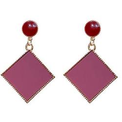 Sinkcangwu Vintage Solid Color Acrylic Drop Earrings Fashion Jewelry Minimalist Geometric Red Resin Statement Earrings For Women Girl