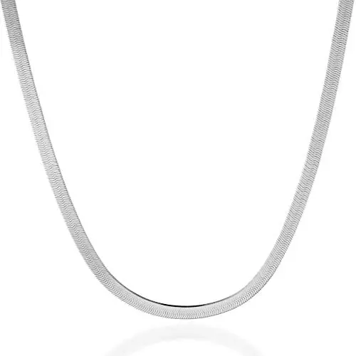 Quadri - Premium Quality 925 Sterling Silver Italian 4.5mm Flat Herringbone Chain Necklace for Woman- 18-24 Inch Made in Italy Quadri - Premium Quality 925 Sterling Silver Italian 4.5mm Flat Herringbone Chain Necklace for Woman- 18-24 Inch Made in Italy