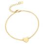 PEARLADA 18K Gold Chain Link Bracelet Minimalist Heart Charm Bracelet Fashion Pearl Beaded Bar Bracelet Handmade Adjustable Jewelry for Women