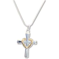 Yves Renaud Cross Charm Jewelry with Multiple Styles Dainty Black Cross, Cross with Heart, Cross with Solitaire Crystal Pendant Necklaces on 20'' Silver Plated Chain - Fashion Jewelry for Women, Girls