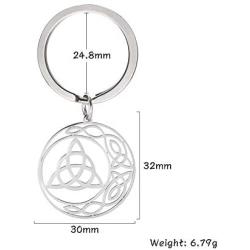 cooltime Stainless Steel Pendant Keychain Irish Celtic Knot Pentagram Good Luck Jewelry for Women