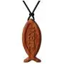 Natural Red Sandalwood Jesus Fish Pendant Necklace for Men Women Boy Girl Children Kids Wood Sign of the Fish Gift Wooden Christian Sweater Chain Car Rearview Mirror Pendant
