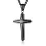 HZMAN Mens Polished Stainless Steel Silver Cross Pendant Necklace 22+2 Inches Chain