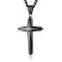 HZMAN Mens Polished Stainless Steel Silver Cross Pendant Necklace 22+2 Inches Chain