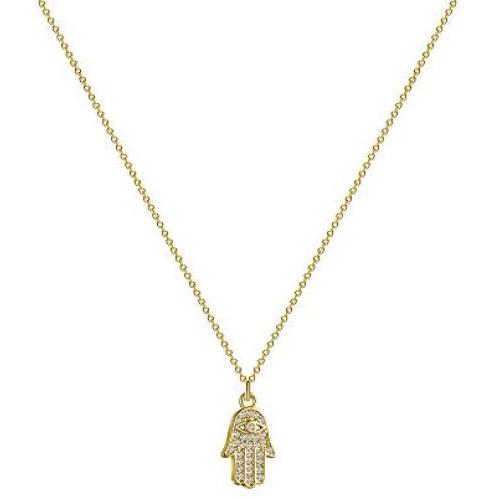Kyerlyn Hamsa Evil Eye Pendant Necklace 14K Gold Plated Dainty Necklace for Women Handmade Jewerly Gift for Teen Girls