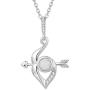 FANCIME Sterling Silver Created Fire Opal Cupids Bow and Arrow Necklace Earrings October Birthstone Fine Jewelry Gifts for Women Girls