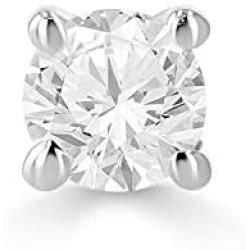 Natural Round Diamond Single Stud Earring in 14K White, Yellow, or Rose Gold for Women & Men with Push-Back