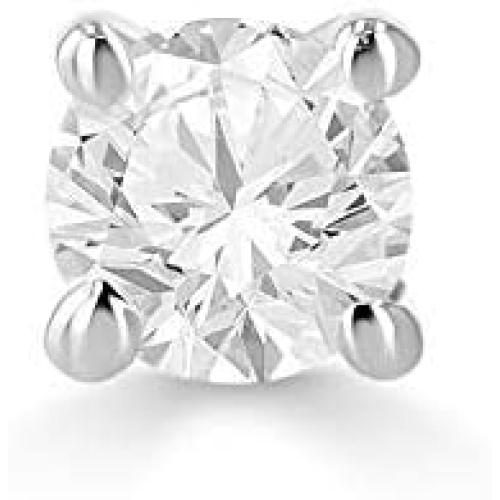 Natural Round Diamond Single Stud Earring in 14K White, Yellow, or Rose Gold for Women & Men with Push-Back
