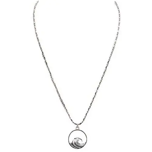 BlueRica Wave Pendant on Stainless Steel Chain Necklace BlueRica Wave Pendant on Stainless Steel Chain Necklace