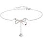 Sllaiss Sterling Silver Bow Necklace Made with Swarovski Crystals Pendant Gift for Women Rose Gold 16'' with 2'' Extender Adjustable