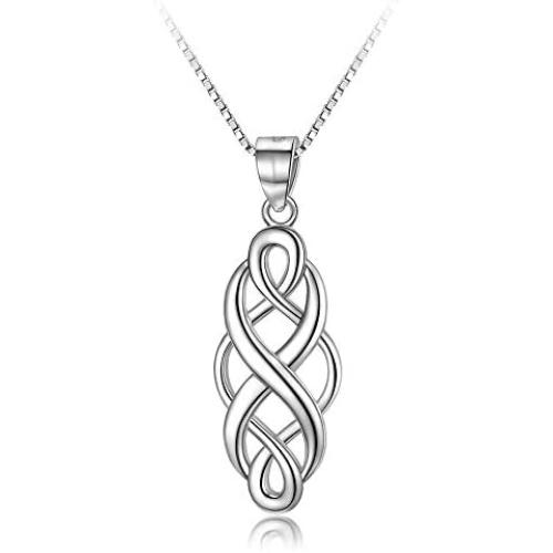 NUOMI Celtic Knot Pendant Necklace 925 Sterling Silver Cute Infinity Chain Necklaces for Women