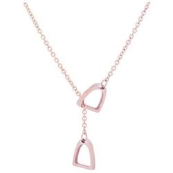 JOYID Stainless Steel Double Horseshoe Pendant Necklace Simple Horse Stirrup Jewelry for Women Girls Gift