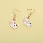 2 Pairs Cute Cat Dog Cow Stud Earring Dalmatians Spotted cat Animals Dangle Drop Earring for Women Girls Best Party Jewelry