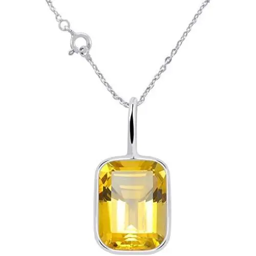 Yellow Citrine 5.08 Ct Octagon 925 Sterling Silver Chain Pendant Easter Presents For Girls And Women By Orchid Jewelry Yellow Citrine 5.08 Ct Octagon 925 Sterling Silver Chain Pendant Easter Presents For Girls And Women By Orchid Jewelry