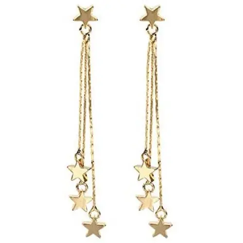 Lucky Star Pendant Tassel Dangle Earrings Fashion Long Shooting Star Drop Earrings Stud for Women Girls Lucky Star Pendant Tassel Dangle Earrings Fashion Long Shooting Star Drop Earrings Stud for Women Girls