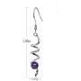 POLITENY Jewelry Silver Dangle earrings for Women Fashion Unique Spial Twist Simple with Purple Crystal