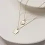 AGVANA 14K Yellow Gold Plated 925 Sterling Silver Layered Coin Compass Moon Star Bee Sun Pendant Necklace Dainty Jewelry Gifts for Women Her Girls Girlfriend Wife Friend Sister with Gift Box, 16+2 Inch Extender