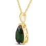 Jewel Zone US 14k Gold Over Sterling Silver 4.00 Ct Pear Cut Forest Green Simulated Helenite Pendant (4.00 Ct)
