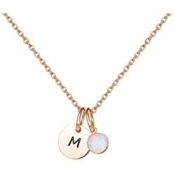 YADOCA Initial Disc Necklace for Women Rose Gold Opal Pendant Necklace Best Friend Personalized Alphabet Letter Necklace Jewelry Gift