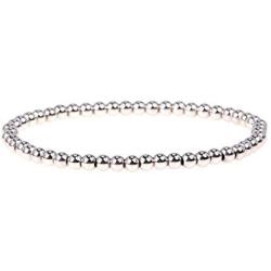 Fashion Silver Gold Beaded Bracelet Silver Plated Stacking Ball Beads Bracelets Dainty Bead Stretchable Elastic Bracelet Jewelry 8MM Italian Bead Ball Chain Strand Bracelet for Women Men