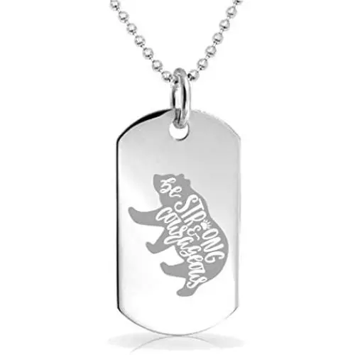 Be strong and courageous bear Custom Engraved Pendant Charm with Necklace Keychain Jewelry or Bags Be strong and courageous bear Custom Engraved Pendant Charm with Necklace Keychain Jewelry or Bags