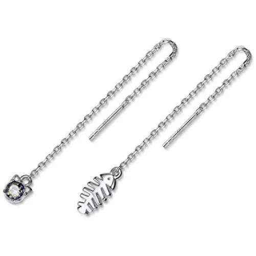 SILVERCUTE Cat Ear Kitten Charm Necklace BFF Friendship Jewelry 925 Sterling Silver 18'' Chain Rainbow CZ or Pearl Cat Ear Pendant SILVERCUTE Cat Ear Kitten Charm Necklace BFF Friendship Jewelry 925 Sterling Silver 18'' Chain Rainbow CZ or Pearl Cat Ear Pendant