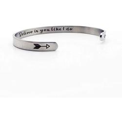 Binami Inspirational Cuff Bracelets Motivational Engraved Mantra Quote Cuff Bangle Best Friend Jewelry Gift for Women Mom Her with Hidden Message