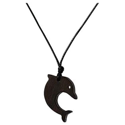 Cute Dolphin Natural Wood Pendant Necklace for Men Women Children Kids Boys Girls Gift Wooden Car Rearview Mirror Pendant