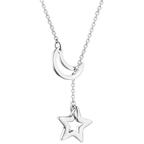 UALGL Y-Shaped Long Vertical Pendant Necklace Stainless Steel 18K Rose Gold Plated Choker Necklace Adjustable Clavicle Chain for Women or Girls