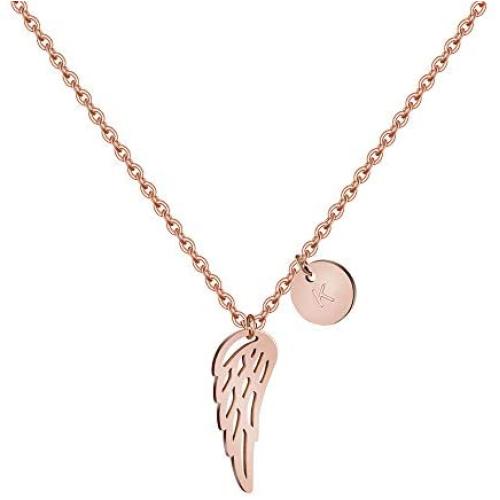 Joycuff Rose Gold Angel Wing Necklace Memorial Gifts for Loss of Loved One Mom Dad Daughter Sister Husband Grandpa Grandma Best Friend Initial Charm Personalized Jewelry
