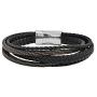 Geoffrey Beene Mens Multi-Strand Braided Genuine Leather Bracelet with Stainless Steel Magnetic Closure