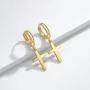 Fettero Gold Huggie Hoop Earrings Star Cross Lock Lightning Spike Evil Eye Fan Bead Dangle Drop Snake Sleeper 14K Gold Plated Dainty Minimalist Simple Boho Hypoallergenic Jewelry Gift for Women Men
