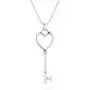 Large Open Heart Key Pendant Necklace For Women Girlfriend Polished 925 Sterling Silver With Chain