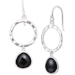 Silpada Dark Halo Natural Black Agate Drop Earrings in Sterling Silver