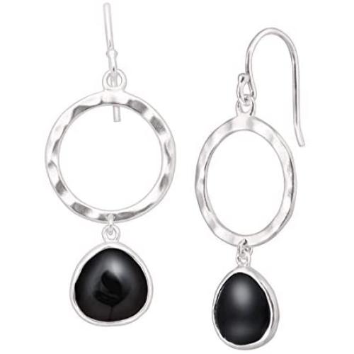 Silpada Dark Halo Natural Black Agate Drop Earrings in Sterling Silver