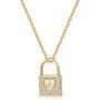 Memorjew Gold Initial Lock Necklaces for Women, 14K Gold Plated Cubic Zirconia Dainty Initial Heart Padlock Pendant Necklace for Women Teen Girls Jewelry Gifts