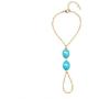 Bmadge Boho Turquoise Slave Bracelet Gold Beach Bracelet Ring Chain Finger Bracelet Hand Chain Jewelry Summer Friendship Gift for Women and Girls