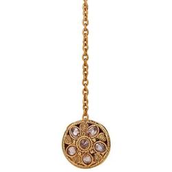 Efulgenz Indian Bollywood Vintage Antique Gold Plated Kundan Maang Tikka Head Chain Bridal Wedding Jewelry Hair Accessories