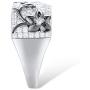 Santuzza Black Flower Ring 925 Sterling Silver Sparkling White Cubic Zirconia Statement Rings Jewelry for Women