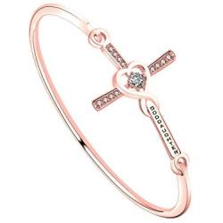 WUSUANED Goddaughter Gift Infinity Love Heart Cross Bracelet Christian Jewelry First Communion Gift