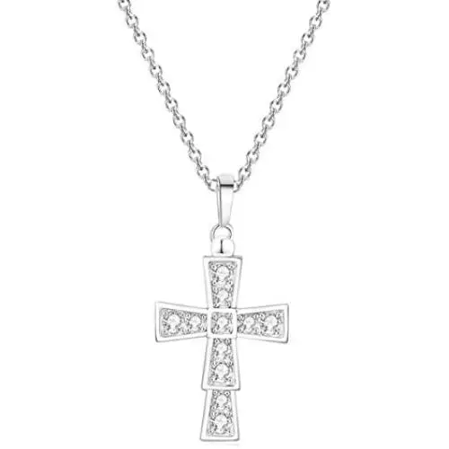 Anloo Diamond Cross Crucifix Chocker Pendant Necklace for Girls,Simple Silver Gold Plated Necklace with Nice Gifts Jewelry Bag Anloo Diamond Cross Crucifix Chocker Pendant Necklace for Girls,Simple Silver Gold Plated Necklace with Nice Gifts Jewelry Bag